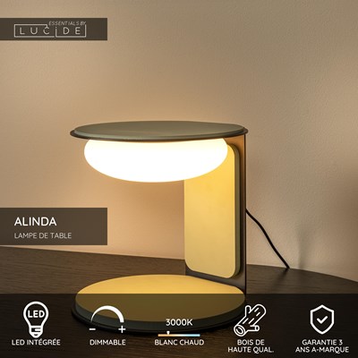Lucide ALINDA - Lampe de table - Ø 20 cm - LED Dim. - 1x9W 3000K - Vert | Essential